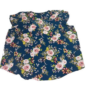 Torrid Blouse Top Women's Plus Size 5 Floral Georgette Tulip Short Sleeve V-Neck